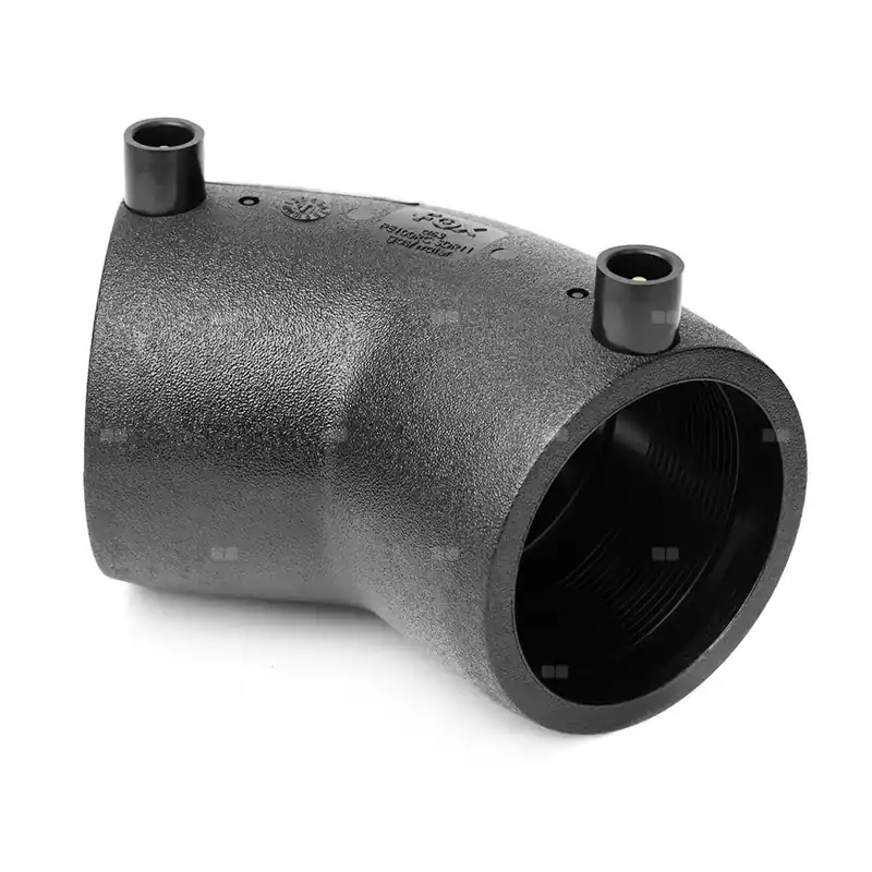 Zniżka Kolano elektrooporowe 45‘ FOX SDR 11 do gazu, tworzywo sztuczne / tworzywo sztuczne, 170 mm, 140 mm x 170 mm x 140 mm (mze x mze), do kanalizacji do rur PE
